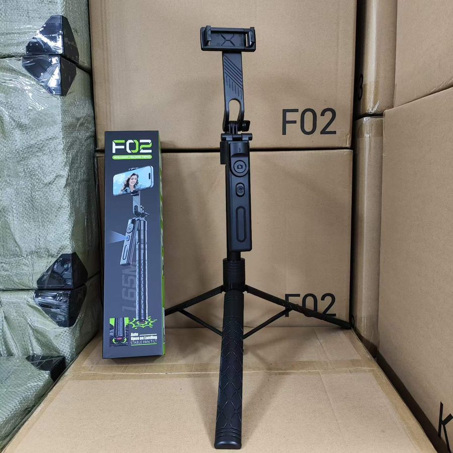 F02 Tripod Selfie Stick with AI Face Tracking, Ground-Deploy Tripod, Balanced Stable Shooting view 2