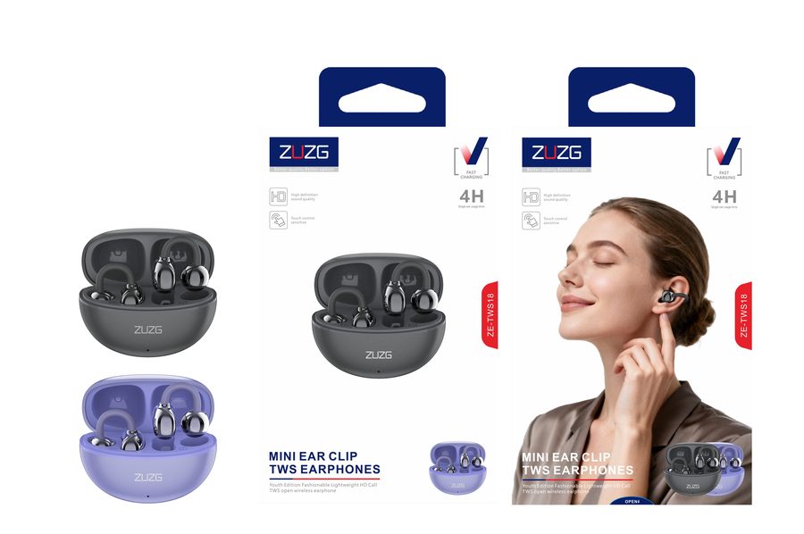 TWS18 Compact Open-Ear Wireless Audio with Bluetooth, Clip-On, Earphone