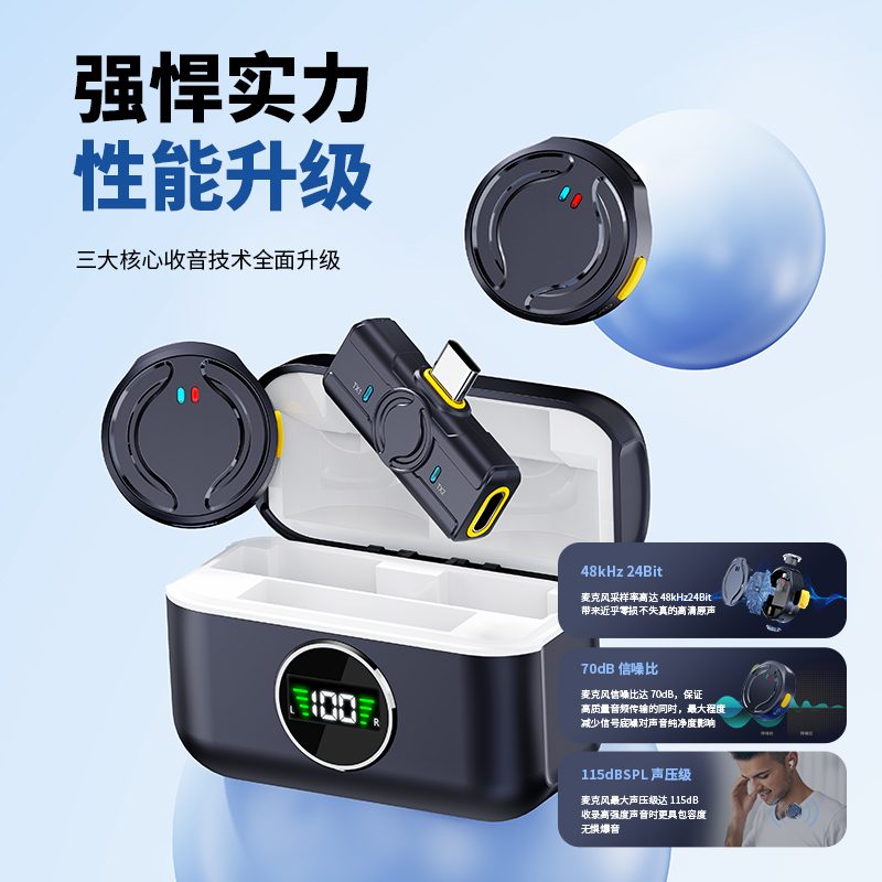 Wireless Lavalier Microphone with Noise Cancelling view 2
