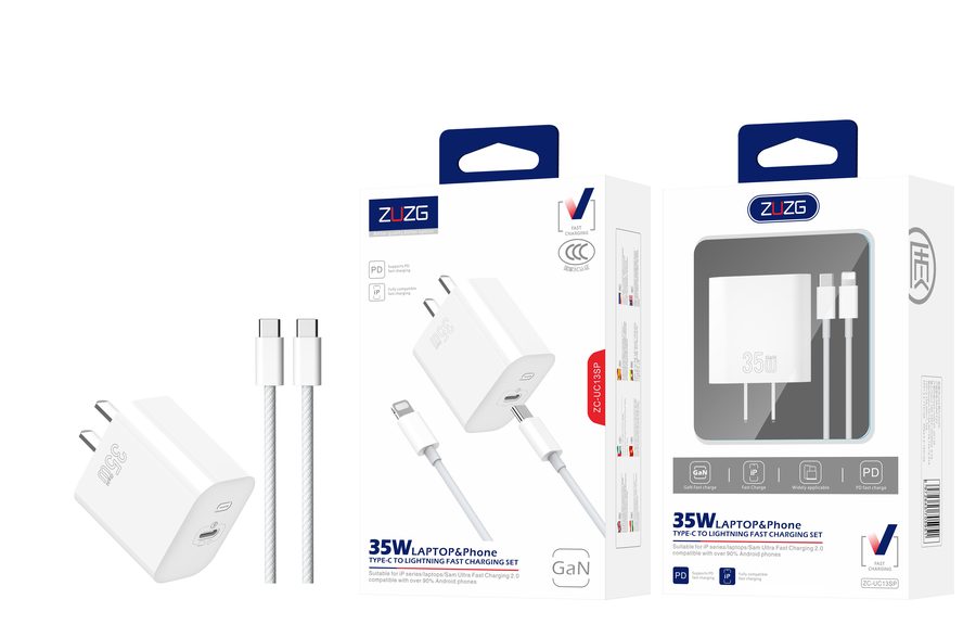 ZC-UC13SC 35W Fast Charging GaN Wall Charger with Laptop Compatible, Universal Compatibility, Cable