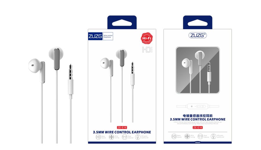 ZE-E16 Wired Earphone & Audio Adapter with Cable