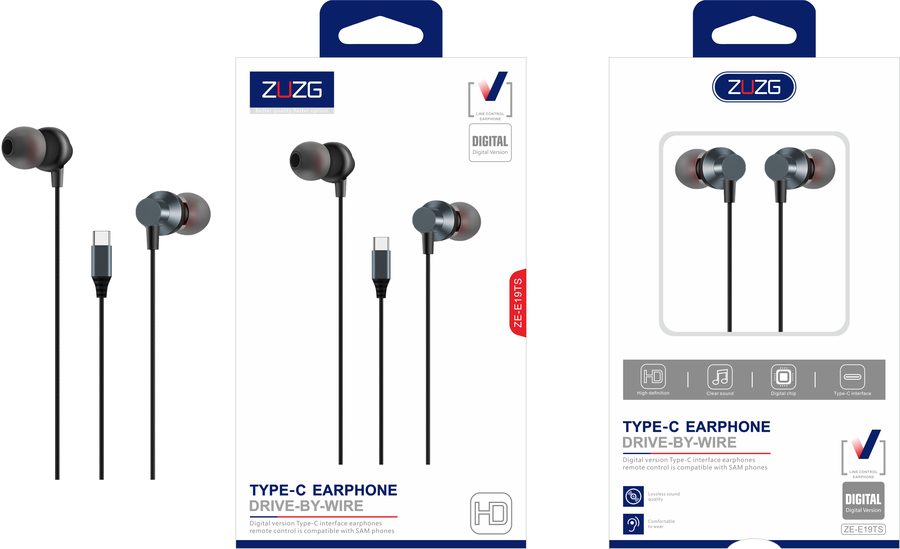 ZE-E19TS Gaming All-Metal Wired Earphone & Audio Adapter with In-Line Control, Digital Signal, Cable