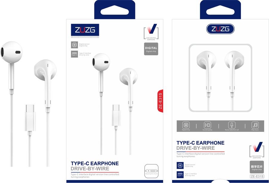 ZE-E31S Wired Earphone & Audio Adapter with Stereo Sound, In-Line Control, Volume Control