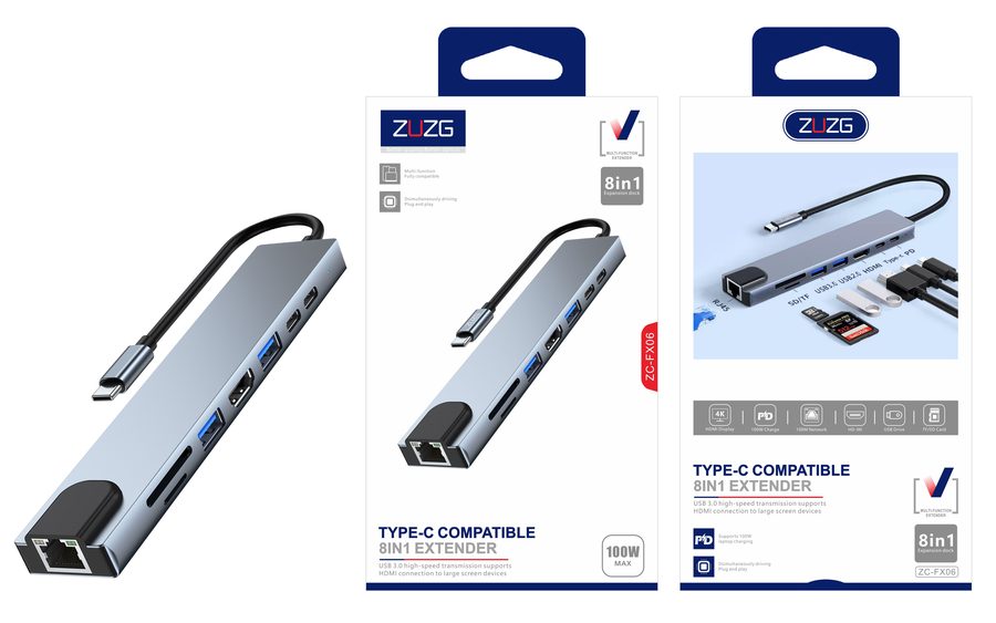 ZE-FX06 USB-C Hub & Adapter with Multiport Hub